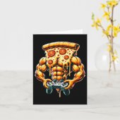 Carte Cool Bodybuilding Gamer Pizza Présente (Fleur jaune)