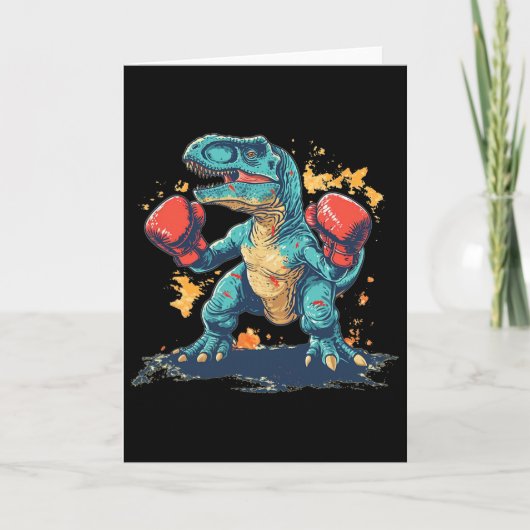 Carte Cool Boxing Gloves With Dinosaur  (Devant)