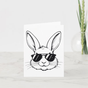Carte Cool Bunny Face Joyeuses Chemises de Pâques Pour G
