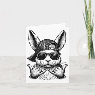 Carte Cool Bunny Face Sungles Rabbit Jour de Pâques Enfa