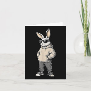 Carte Cool Bunny Joyeux Jour de Pâques Rabbit Sungles Ho
