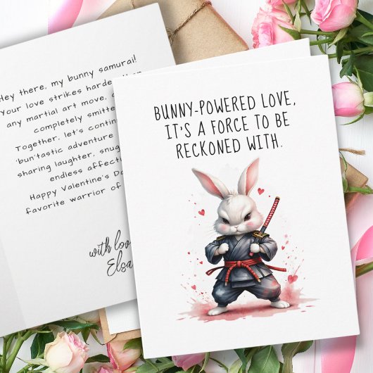 Carte Cool Bunny Ninja Guerrier Boyami Saint Valentin