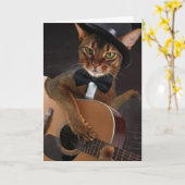 Carte Cool Cat Guitarist – Minimal Elegant Design (Fleur jaune)