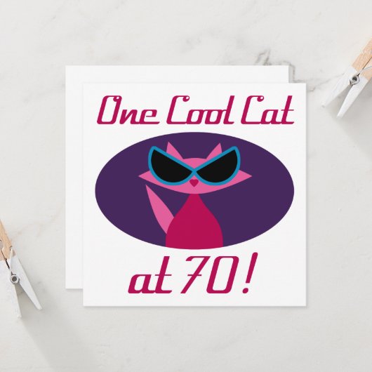 Carte Cool Chat 70e anniversaire (Devant/Arrière en situation)