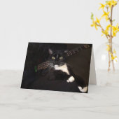 Carte Cool Chat Et Guitare Anniversaire (Fleur jaune)