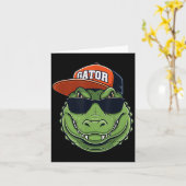 Carte Cool Crocodile Animal Gator Graphic With Cap And S (Fleur jaune)