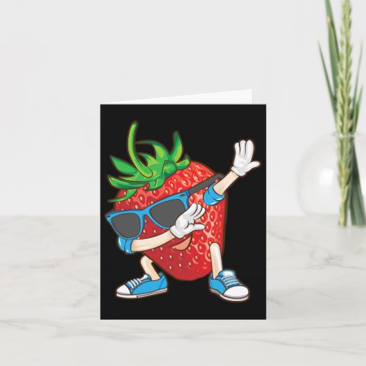 Carte Cool Dabbing Fraise Funny Love Dancer Sweet Fr (Devant)