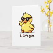 Carte Cool Duck I Love You (Fleur jaune)