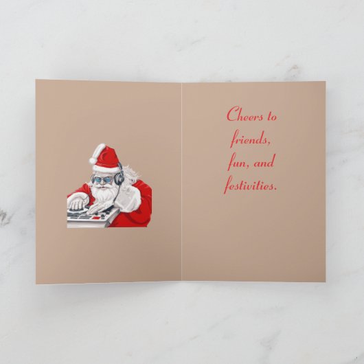 Carte Cool Dude Old Skool Eighties Christmas DJ (Intérieur)