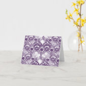 Carte Cool Elégant Distressed Purple Dentelle Damask Mod (Fleur jaune)