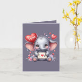 Carte Cool éléphant amour ajouter un message (Fleur jaune)