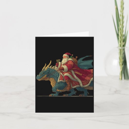 Carte Cool Festive Dragon With Riding Santa Claus Look (Devant)