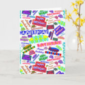 Carte Cool Fun Dynamic Retro Joyeux Motif d'anniversaire (Fleur jaune)
