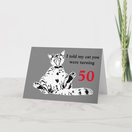Carte Cool Funny Chat 50e anniversaire (Devant)
