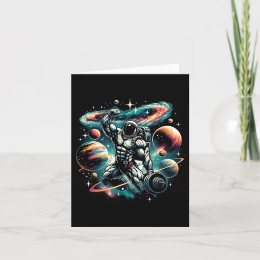 Carte Cool Galaxy Bodybuilder Astronaut Sur La Construct (Devant)