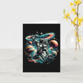 Carte Cool Galaxy Bodybuilder Astronaut Sur La Construct (Fleur jaune)