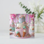 CARTE COOL GLACE CRÈME THÈME ANNIVERSAIRE DE ENFANT GÂTE (Debout devant)