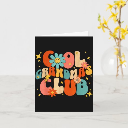 Carte Cool Grandmas Club Groovy Retro Funny New Grandma (Fleur jaune)