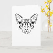 Carte Cool Hippie Sphynx Chat Siamese Chat lunettes pers (Fleur jaune)