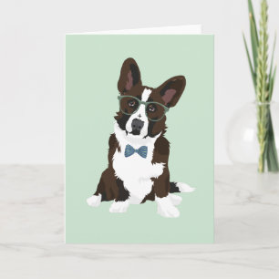 Carte Cool Hipster Cardigan Welsh Corgi pour Amoureux de