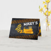 Carte Cool Jaune|Noir Construction 4e anniversaire Photo (Fleur jaune)