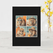 Carte Cool Lions With Sungles Beach Animals Vacation Sum (Fleur jaune)