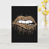 Carte Cool Lips Bite Kiss Me Impression Léopard Guépard- (Fleur jaune)