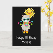 Carte Cool Llama et souriant Kawaii Anniversaire du sole (Fleur jaune)