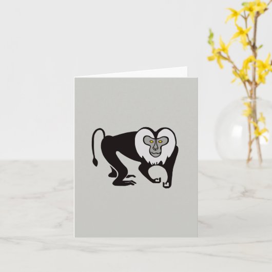 Carte Cool MACAQUE - Faune - Singe - Gris (Fleur jaune)