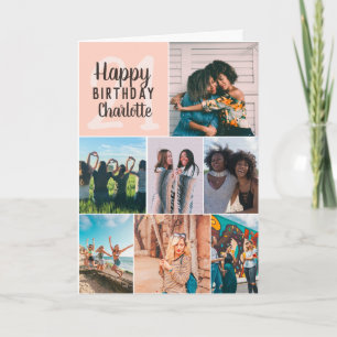 Carte Cool moderne blush photos grille de collage 21 ann