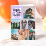Carte Cool moderne violet photos grille collage 21 anniv<br><div class="desc">Cool moderne violet photos collage grille 21 anniversaire,  ajoutez 8 de vos amis photo préférée avec une typographie de police de script élégante moderne et cool. Ajoutez votre message à l'intérieur.</div>
