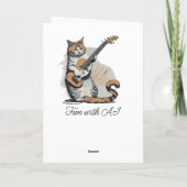 Carte Cool Orange Chat Jamming sur la guitare (Dos)