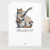 Carte Cool Orange Chat Jamming sur la Guitare Anniversai (Dos)