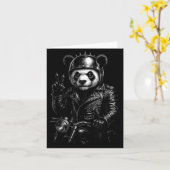 Carte Cool Panda Punk Peace Sign Motorcycle  (Fleur jaune)