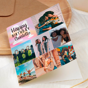 Carte Cool pastel marbre photos grille collage 21 annive