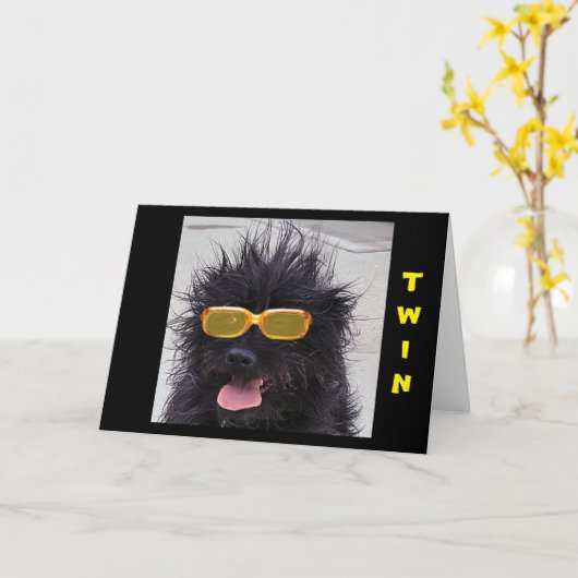 CARTE COOL PORTEUR DE CHIENS LUNETTES DE SOLEIL JEUX ANN (Fleur jaune)