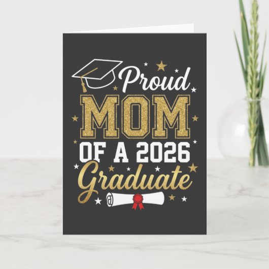 Carte Cool Proud Mom Class of 2026, Graduation Gift (Devant)