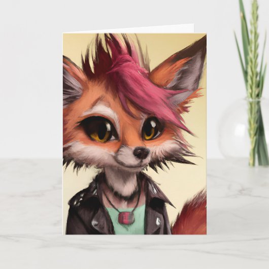 Carte Cool Punkrock Fox Adolescent Toutes les occasions (Devant)