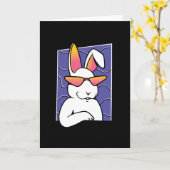 Carte Cool Retro rabbir (Fleur jaune)