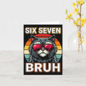 Carte Cool Retro Six Seven Bruh Cat Sungles Meme 67  (Fleur jaune)