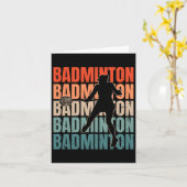 Carte Cool Retro Texte Silhouette Badminton (Fleur jaune)