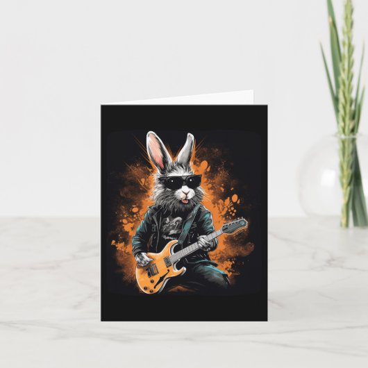 Carte Cool Rocker Bunny Pour Pâques Et Guitaristes Avec  (Devant)