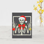 Carte Cool Rocker Skeleton Santa Hat Christmas Punk Rock (Fleur jaune)