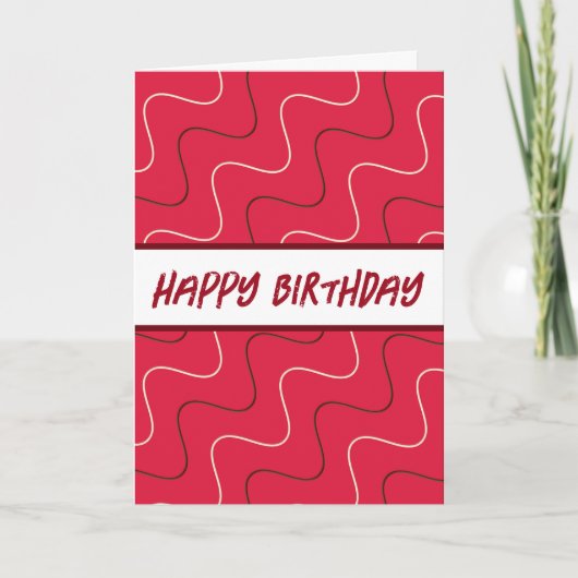Carte Cool Rouge moderne Style Lines Anniversaire (Devant)