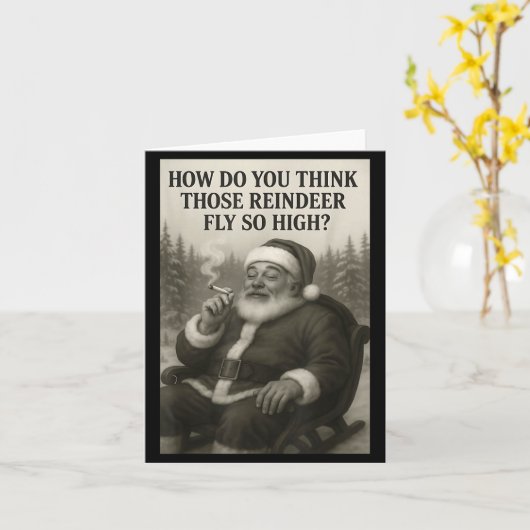 Carte Cool Santa Claus Smoking Weed Christmas Quote (Fleur jaune)