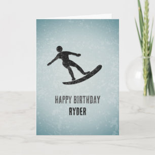 Carte Cool surfer à bord - Metal Look Homme Anniversaire