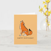 Carte Cool tiré à la main Rouge WOLF - Faune- Nature (Fleur jaune)