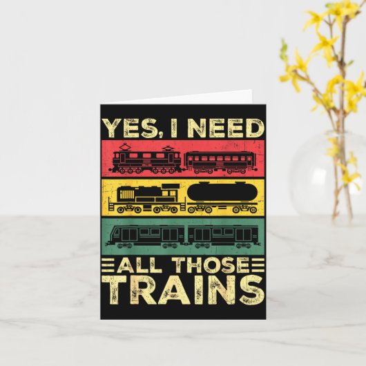 Carte Cool Train Model Funny Train Railroad  (Fleur jaune)