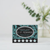 Carte Cool Turquoise Glam Custom Salon Loyalty Pun (Debout devant)