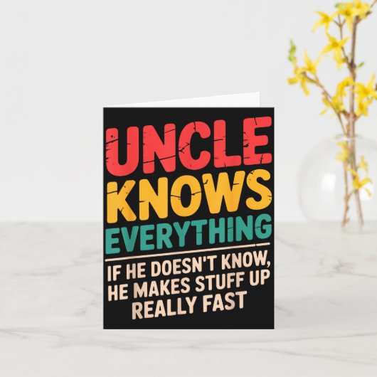 Carte Cool Uncle Design For Uncle Men From Nephew Niece  (Fleur jaune)